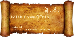 Malik Annamária névjegykártya